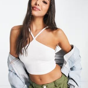 Hollister white halter neck crop top - women’s XS